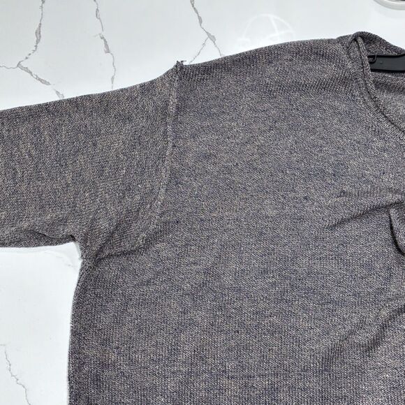 easel Brown Scoop Neck Distressed Hem Sweater - Picture 3 of 12